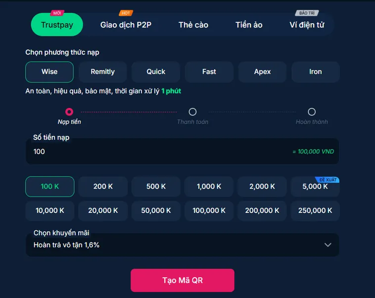 Hướng Dẫn Chi Tiết Các Phương Thức Nạp Tiền RikBet Siêu Tốc Cho Game Thủ