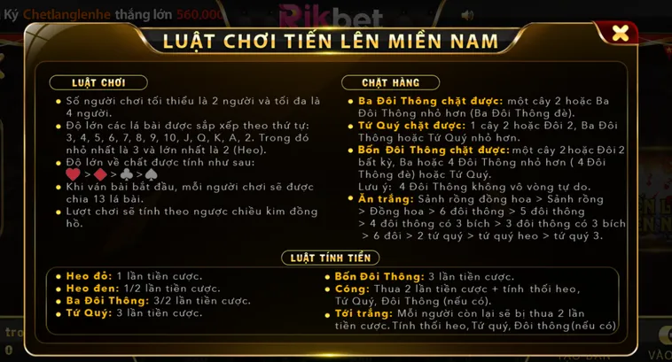 Trải Nghiệm Tiến Lên Miền Nam Tại RikBet Đẳng Cấp Nhất Thị Trường